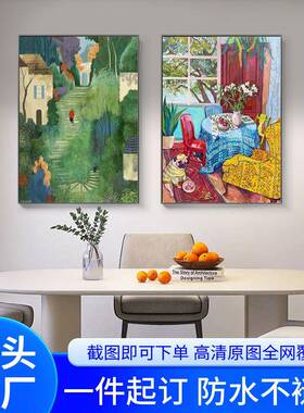 美拉德多巴胺色客厅装饰画餐厅沙发背景墙落地画卧室玄关竖版挂画
