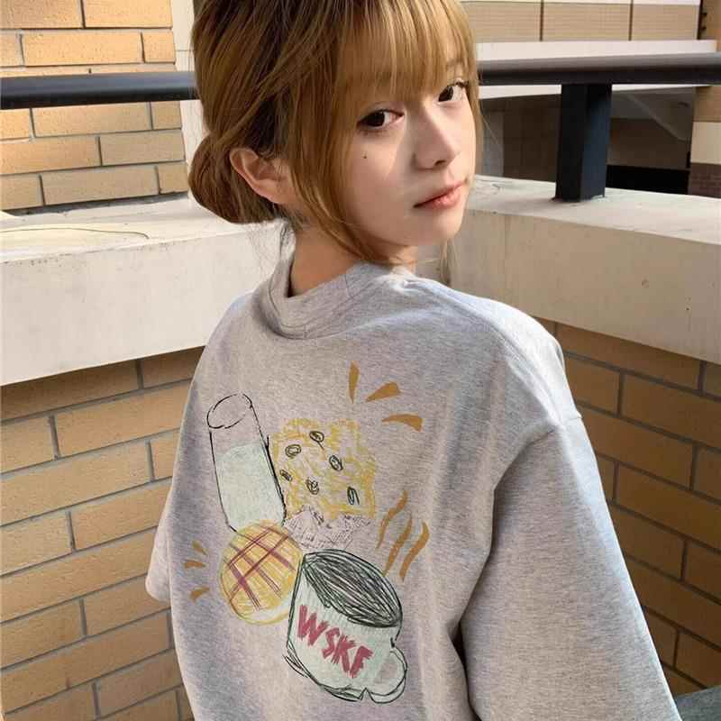 夏季纯棉灰色短袖t恤女2025新款爆款正肩美式高街宽松半袖上衣女