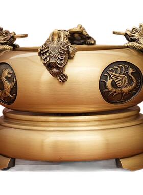 方来财铜制面属工艺品摆件招四财缸纯铜家EEK居纳桌财金工艺品