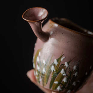 侧把公道杯纯手绘粗陶分茶器家用小号均杯匀杯公平杯 弥言手工日式