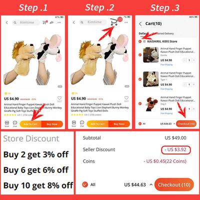 Animal Hand Finger Puppet Plushed Doll Educational Baby Toys