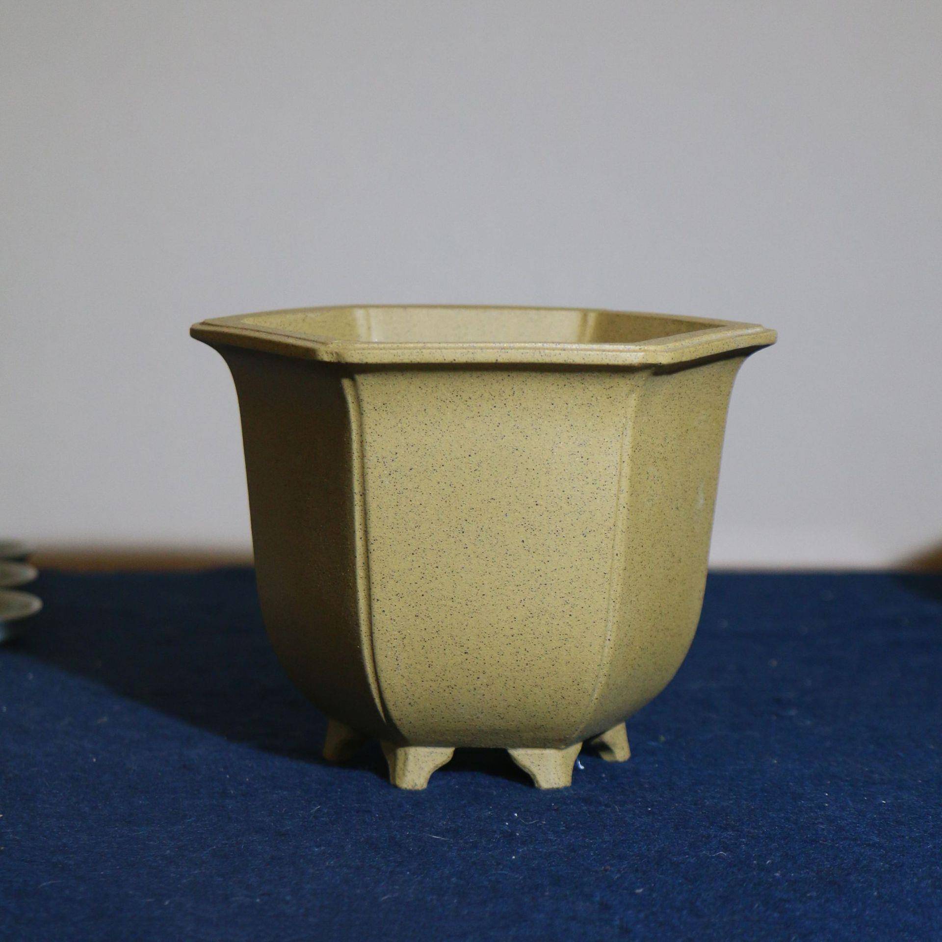 tb-88815紫微签砂花盆型手工盆盆景盆芝麻兰花盆段筒六方形兰盆苏