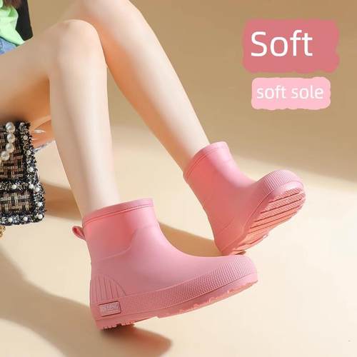 雨靴新款丝绒短管低管水鞋雨靴保暖防滑防水胶鞋轻便耐磨户外男女