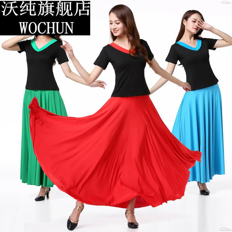 广场舞衣服莫代尔V领短袖上衣大汉服