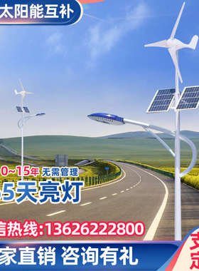 风光互补太阳能路灯风力发电LED一体化6米8米10m风能风机路灯防爆