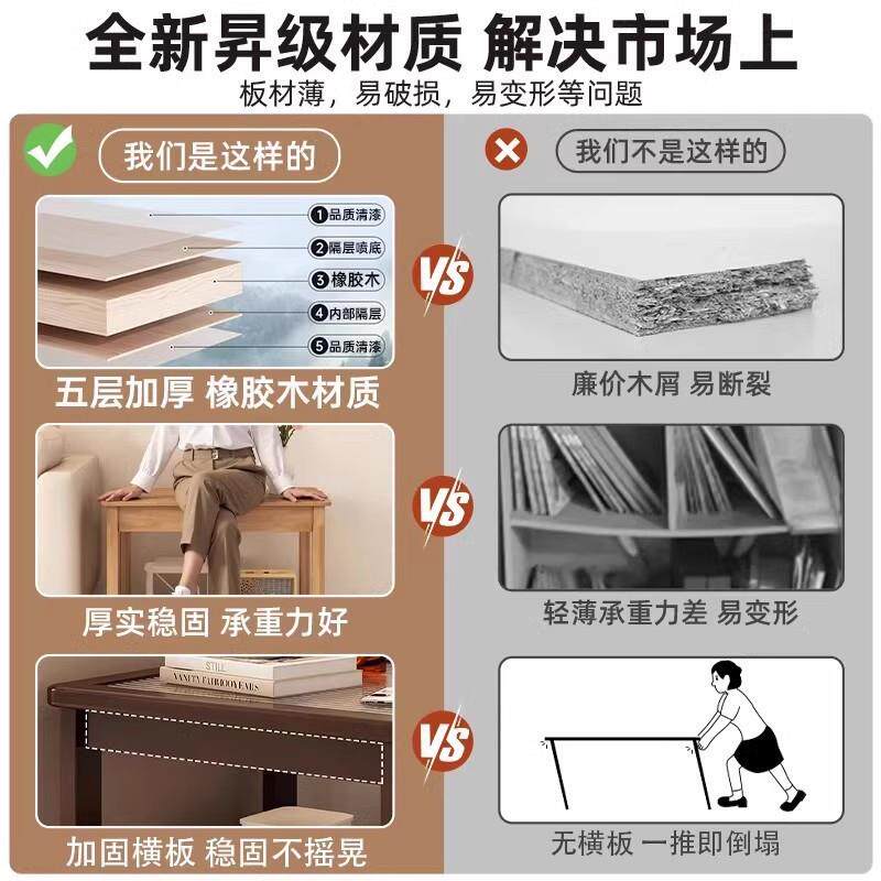 实木沙发边几边柜客厅简易双层小茶几出租屋简约现代正方形小桌子