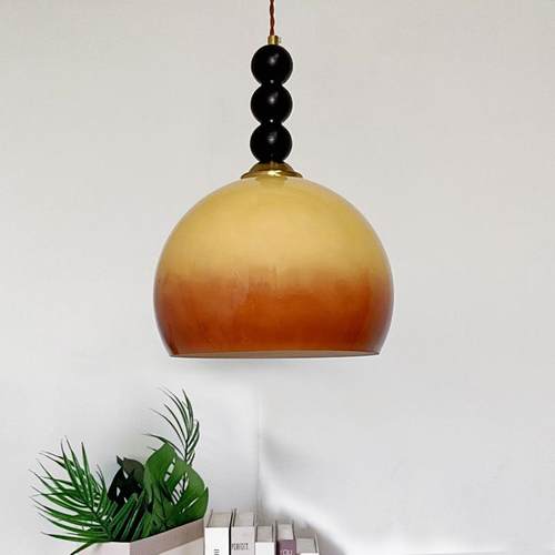 餐厅吊灯中古卧室床头氛围灯书房茶室吧台复古胡桃木色灯餐厅灯