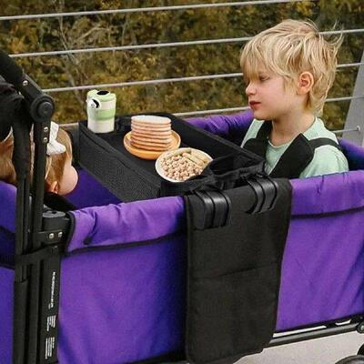 Universal Stroller Snack Tray with Cup Holder Mesh Pockets