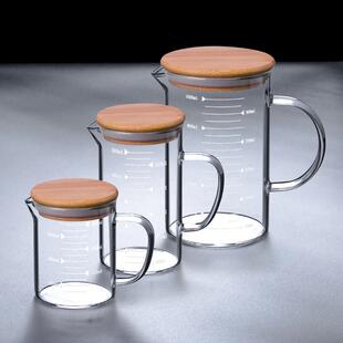 家用玻璃量杯带刻度玻璃杯耐高温烧杯大容量毫升计量杯奶茶店烘焙