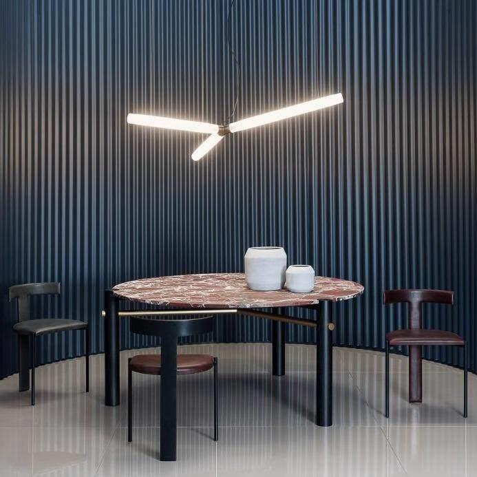 法式长条吊线灯商场吊灯餐厅餐桌样板房设计师360度发光造型led灯