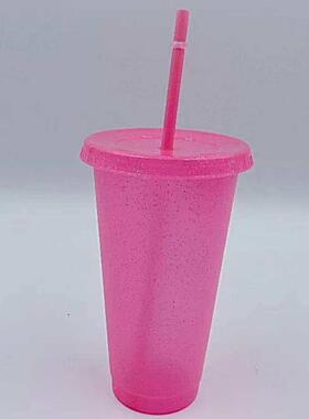 1pcs Cold Drink Change Color Straw Mugs with Lid Logo Coffee