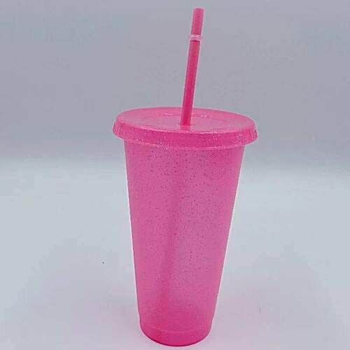 1pcs Cold Drink Change Color Straw Mugs with Lid Logo Coffee