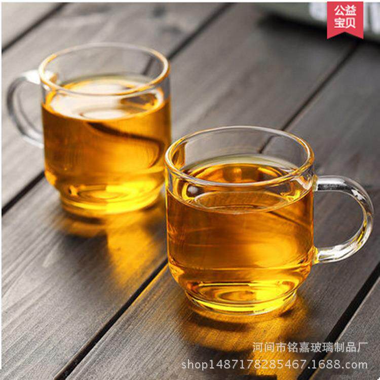玻璃品杯小玻璃杯透明杯子男女士办公水杯带把功夫小茶杯静谧