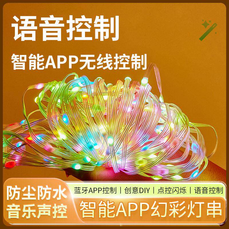 RGB幻彩皮线灯串LED智能点控声控圣诞灯蓝牙APP控制DIY装饰跑马灯