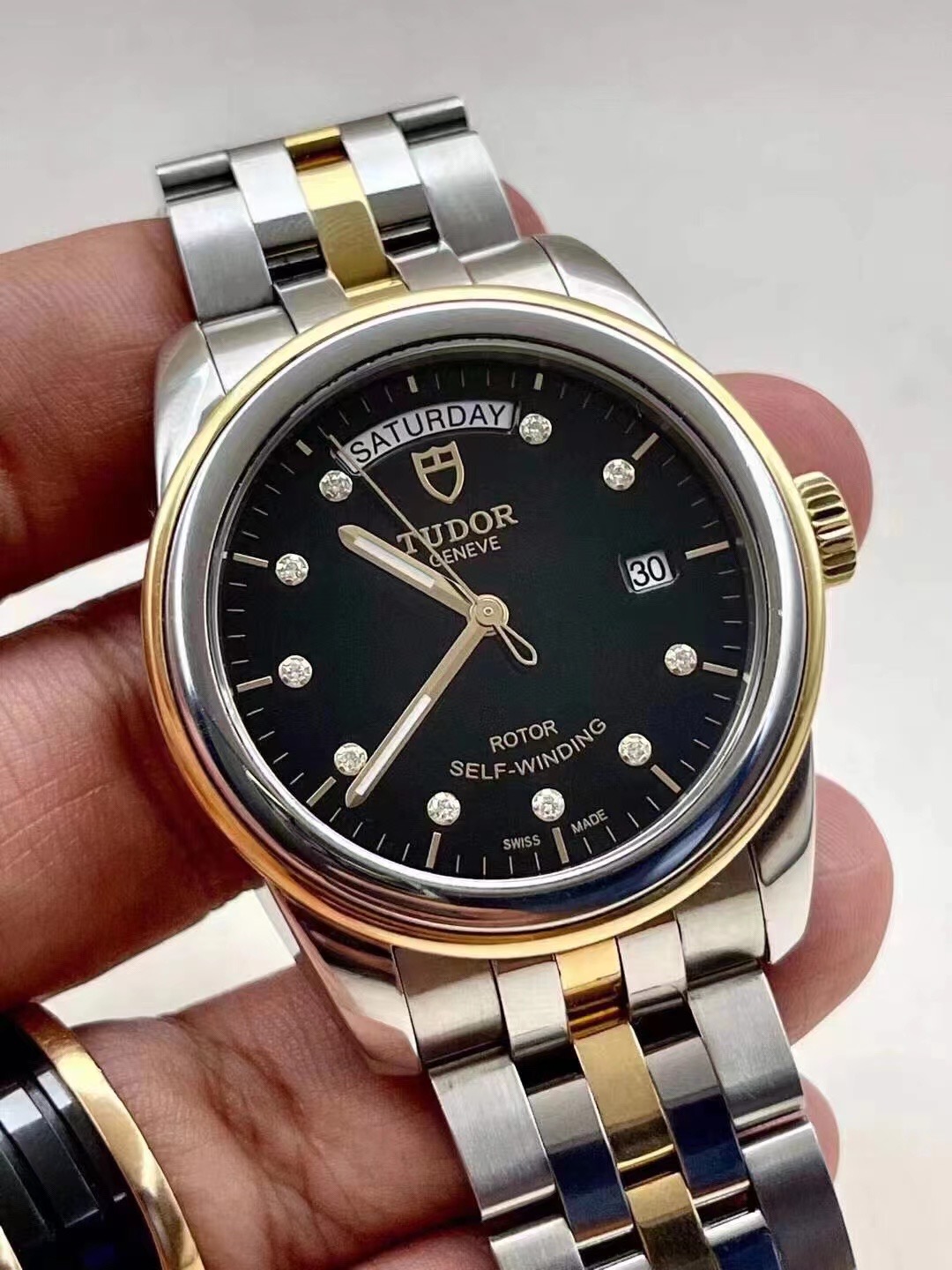 先鉴后发 98新39mm帝舵骏珏M5600318k金镶钻自动机械男士腕表正品