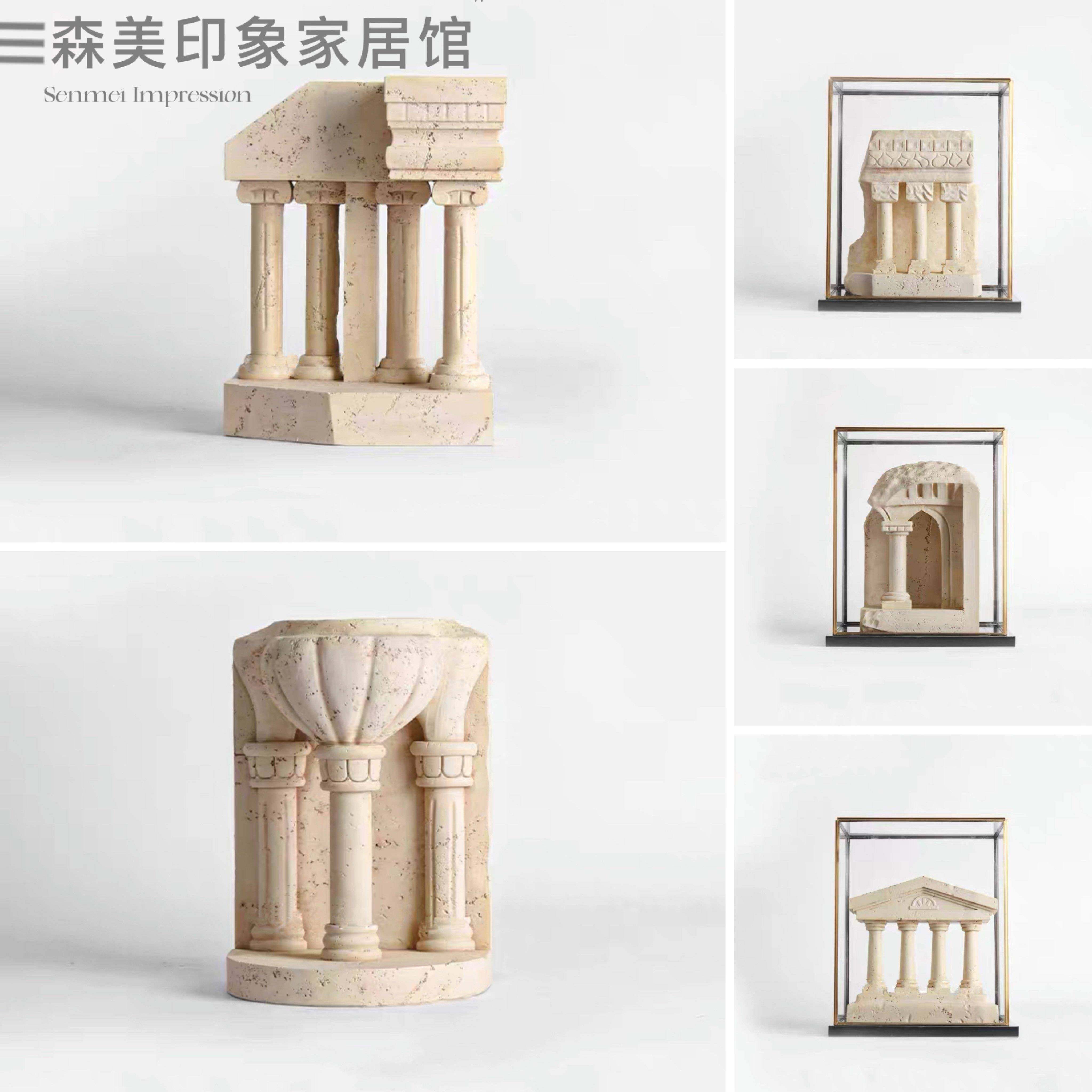 北欧树脂罗马建筑模型雕塑摆件样板间样品屋展示中心书房玄关桌面