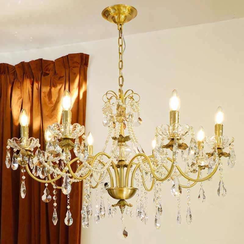 法式复古黄铜水晶珍珠吊灯浪漫水晶蜡烛灯餐厅卧室吊灯,家装灯饰光源,客厅吊灯,淘宝优惠券,粉丝福利购,淘宝优惠卷