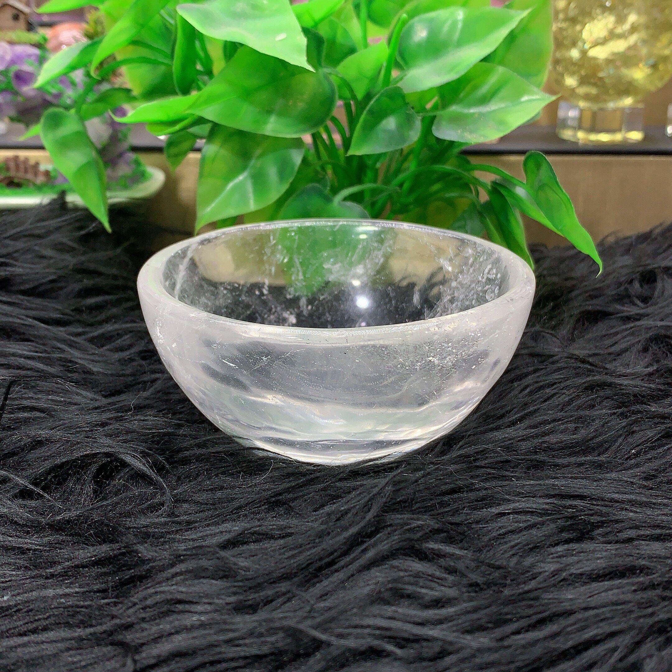 天然白水晶碗摆件聚宝盆水晶碗黄水晶碗粉水晶消磁碗家居装饰品2