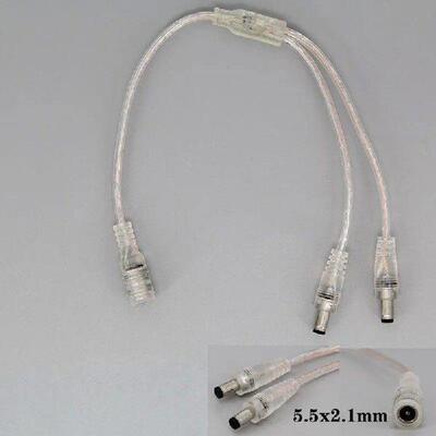 0.3m DC 1 Female to 2 way male 5.5mm Splitter Plug