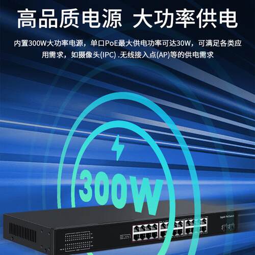 联果标准POE交换机2光24电千兆标准POE供电300W即插即用6KV防雷