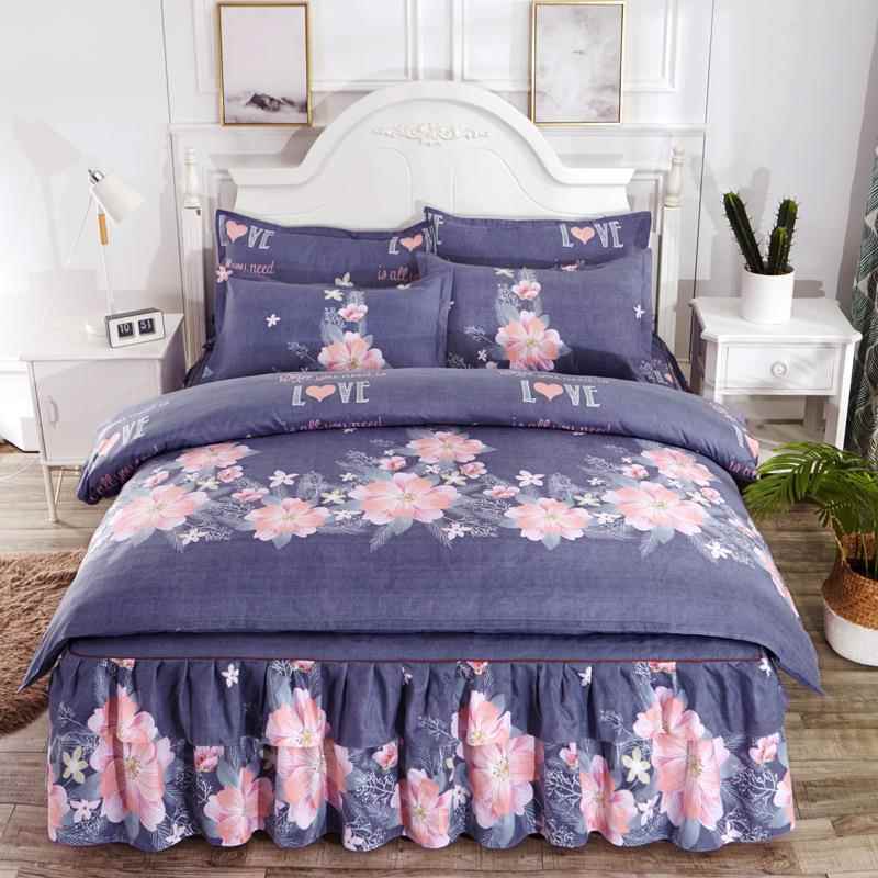 磨加厚四单件套床款被毛套床裙纯RtB7x2a4亲肤棉双人床上用品