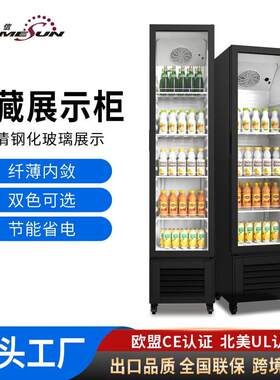 奥达信窄体立式冷藏柜酒水饮料柜便利店110V/220V保鲜柜冰箱锁鲜