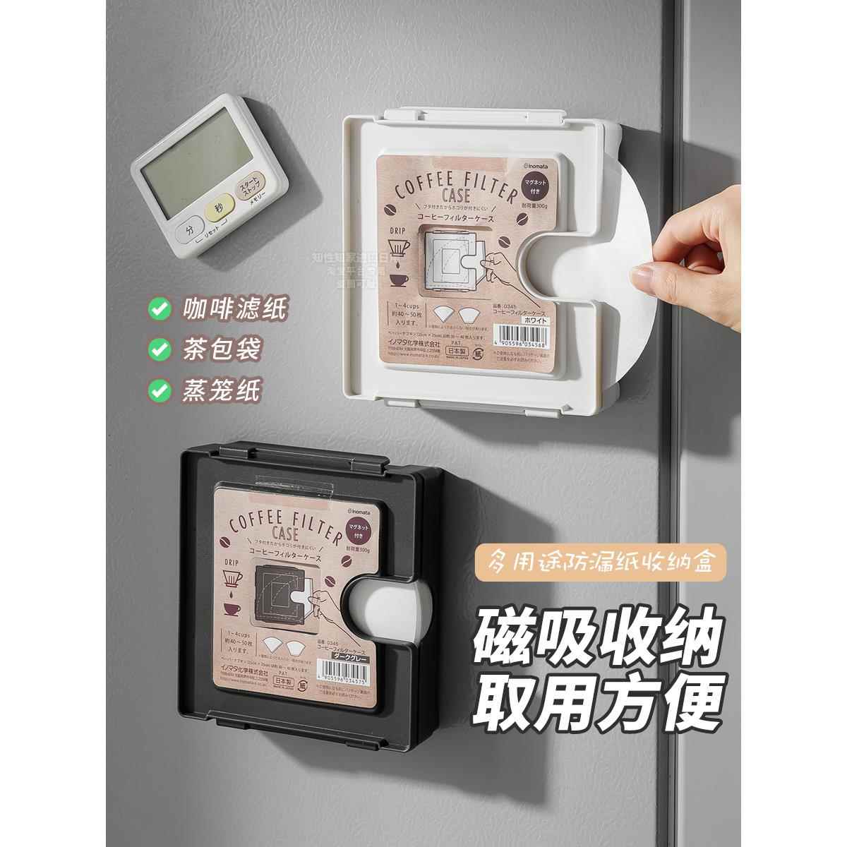 日本进口奶茶防漏纸收纳盒家用咖啡滤纸防溢纸冰箱磁吸防尘小盒子