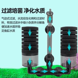 新款直销水妖精鱼缸过滤器流化床培菌吸便迷你反气举小型氧气泵内
