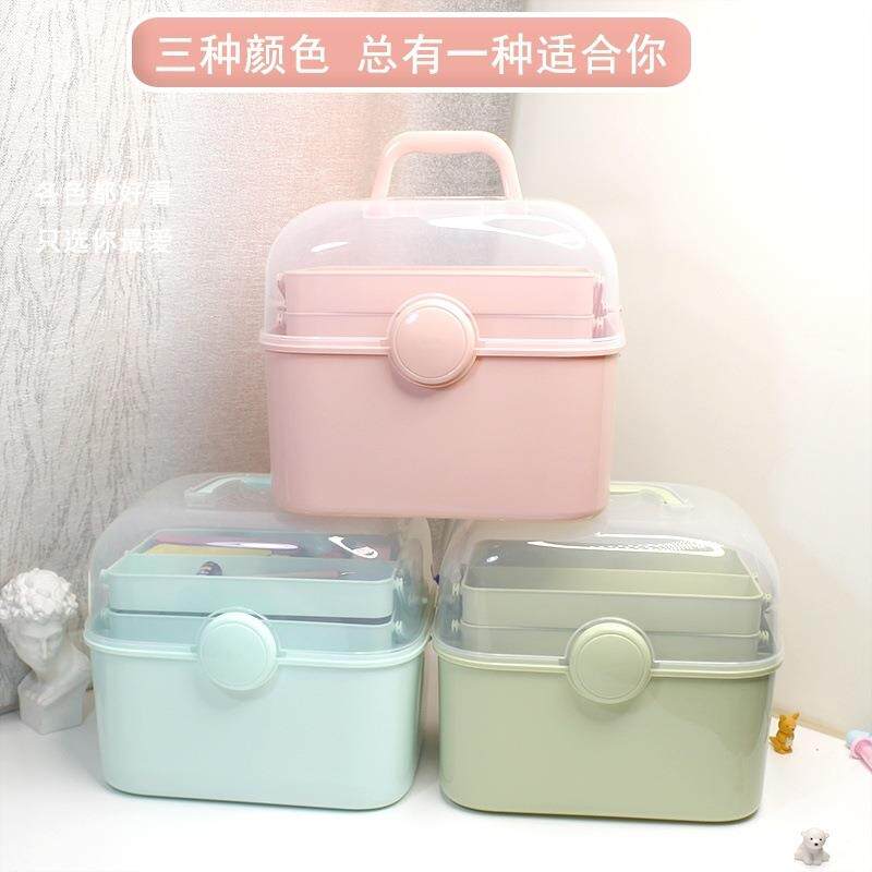 美甲收纳盒三层加高加大容量光疗机甲油胶工具箱桌面饰品整理