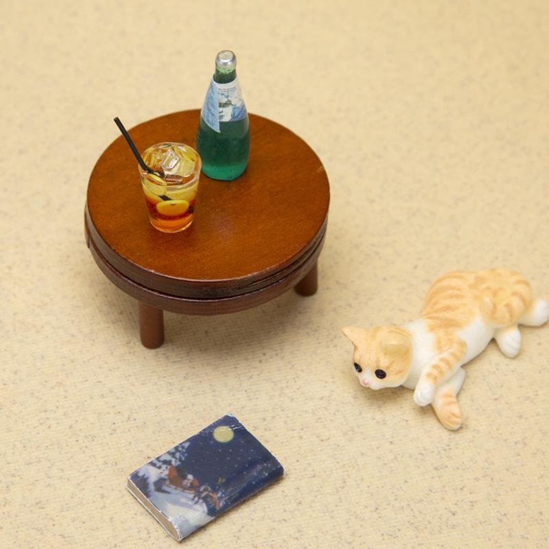 娃娃屋迷你木制小圆桌 厨房圆桌微缩家居 摆拍迷你小家具饰品摆件