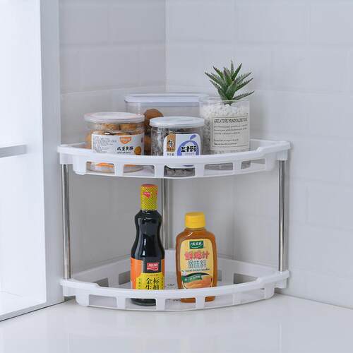 No-drill bathroom storage shelf, kitchen countertop corner t