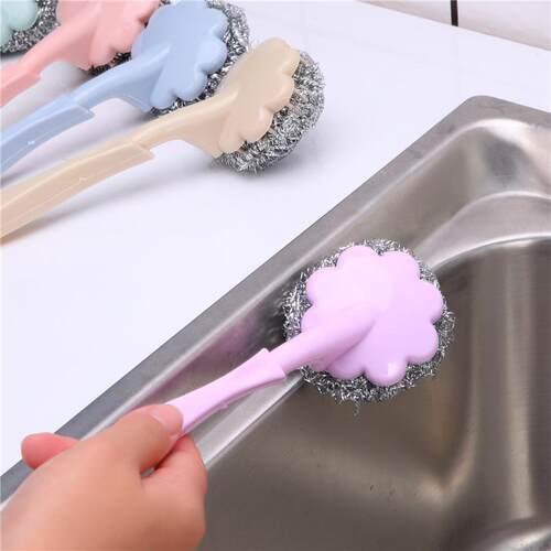 Kitchen Stainless Steel Plum Blossom Shaped Wire Ball Brush