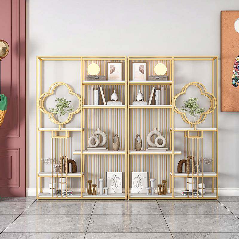 轻奢铁艺置物架多层落地书架客厅玄关创意展示架办公室隔断装饰架