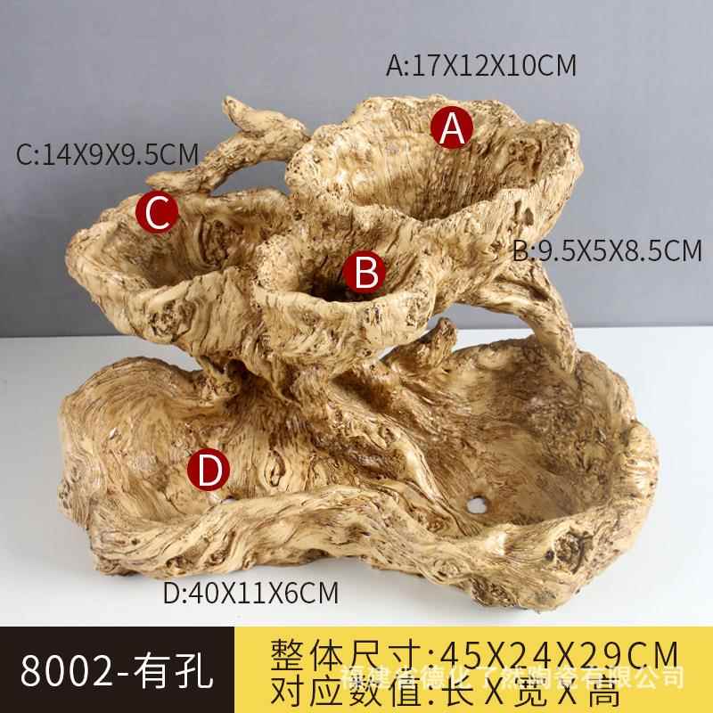 假山多肉多仿木花意盆树脂大号树桩木FWJ层头拼大盘组合创微景观