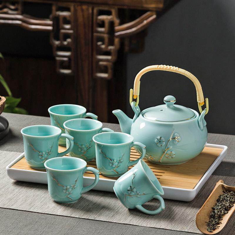 正品壶套装家用陶瓷杯茶具客厅现代简约6祇装大茶欧号子式陶瓷杯