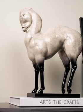 新中式复古树脂马雕塑艺术摆件展厅酒店会所玄关书房电视柜装饰品