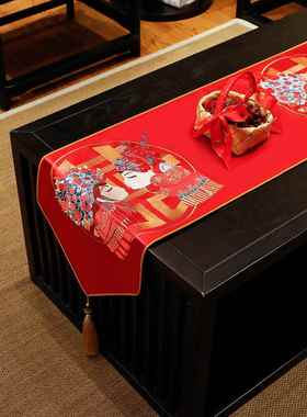 红色结婚桌旗柜中婚DID式礼喜字茶几桌布喜庆电视盖布台装饰桌布