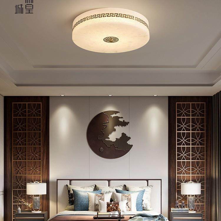全铜云石新中式吸顶灯卧室现代简约大气中国风led餐厅过道灯具