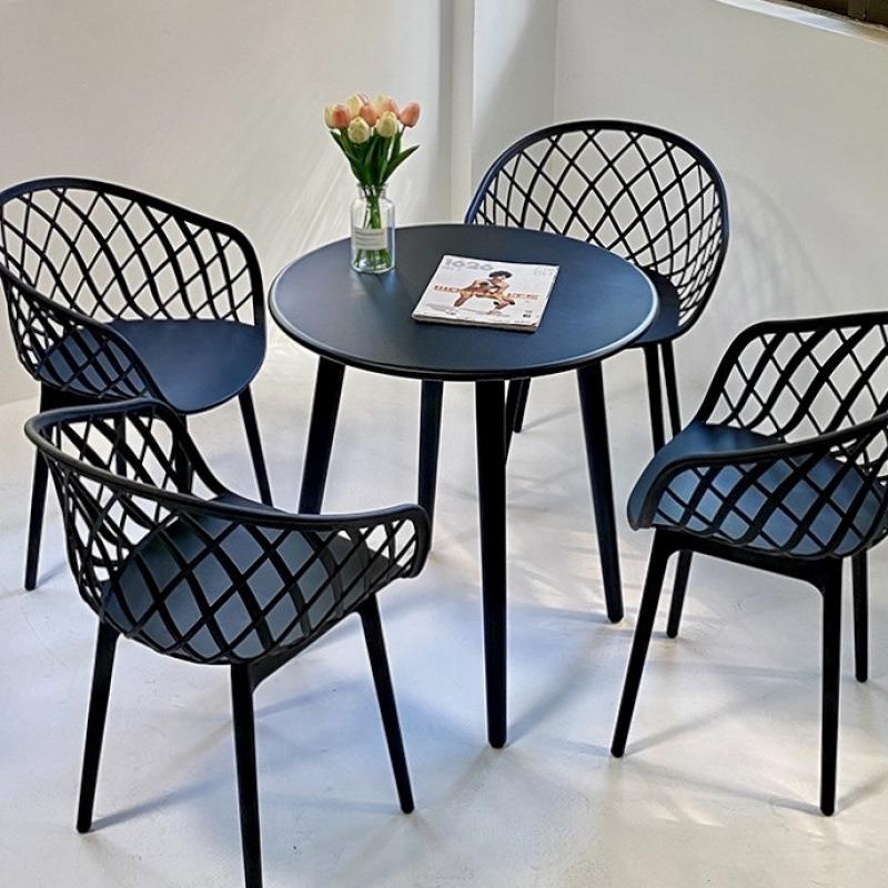 户外庭院阳台咖啡厅奶茶店服装店设计师金属边几洽谈网格椅