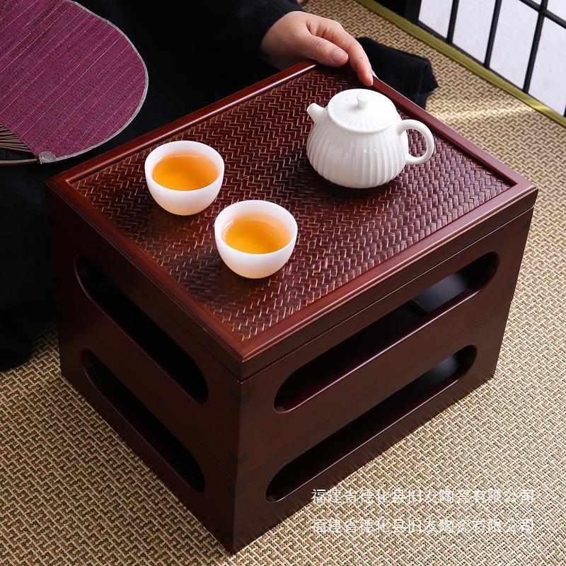 日式竹制茶台收纳百宝盒竹编茶托盘功夫茶具置物架茶杯茶壶架子