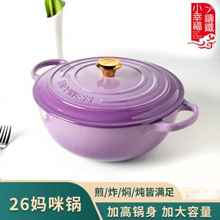 小幸福26cm妈咪锅珐瑯锅铸铁锅炖锅家用多功能煲汤锅焖炖锅不沾锅
