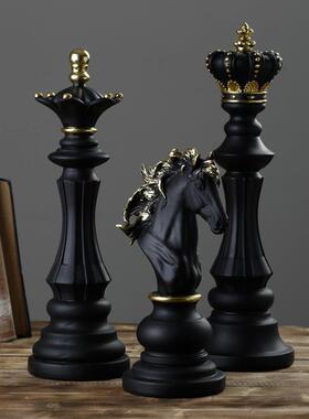 创意国际象棋家居电视柜酒柜玄关装饰摆设皇后国王马象棋摆件礼品
