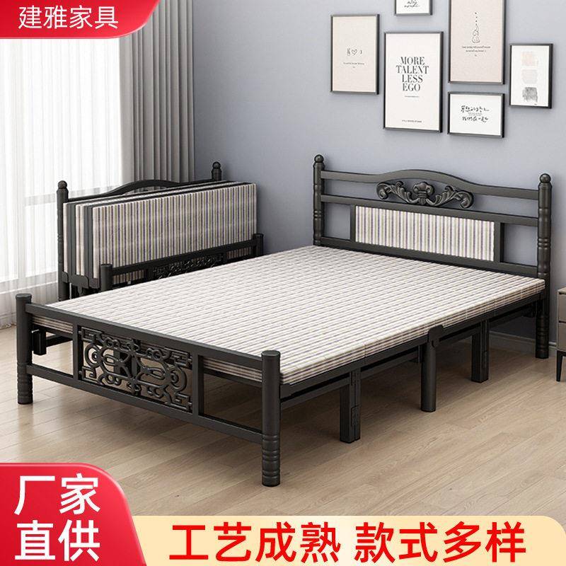 厂家折叠人床家用简易床出租房用静音罗马柱宿舍铁床双人床