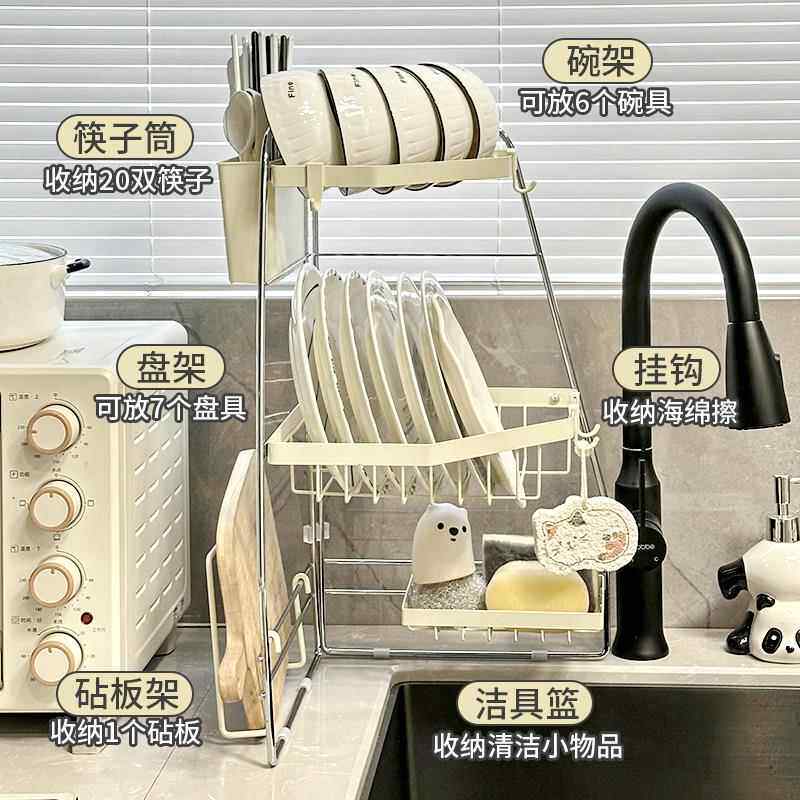 厨房置物架台面拐角多功能碗盘餐具收纳层架洗碗池转角置物沥水架
