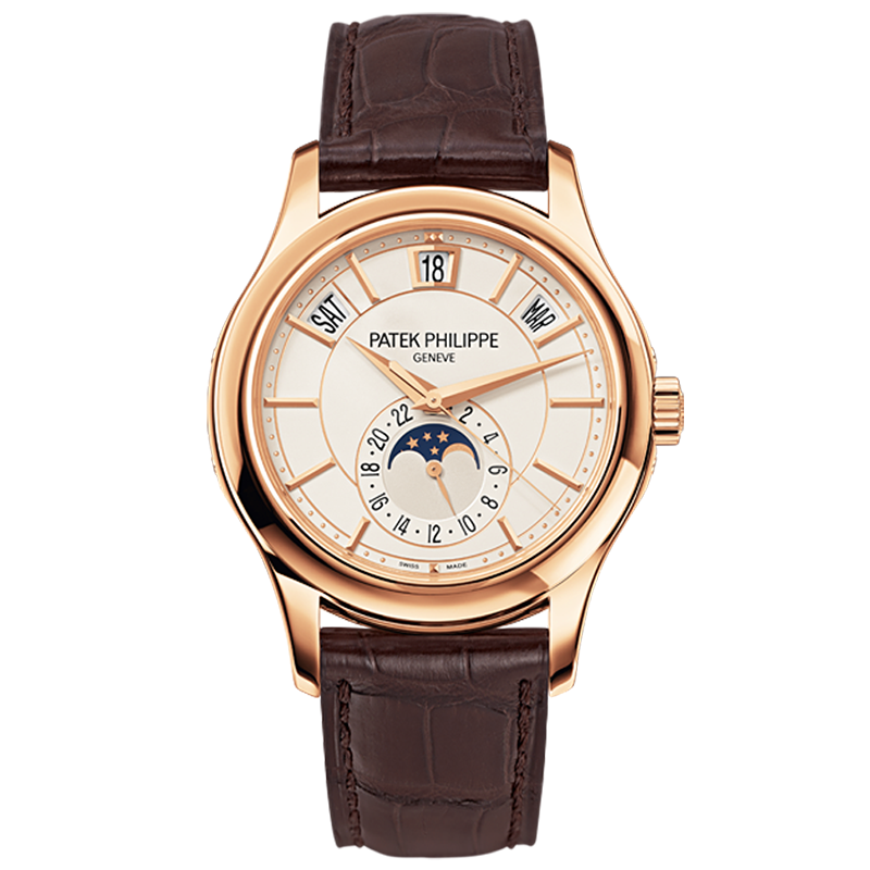 [9.8新]百达翡丽18K玫瑰金年历自动机械手表男5205R-001