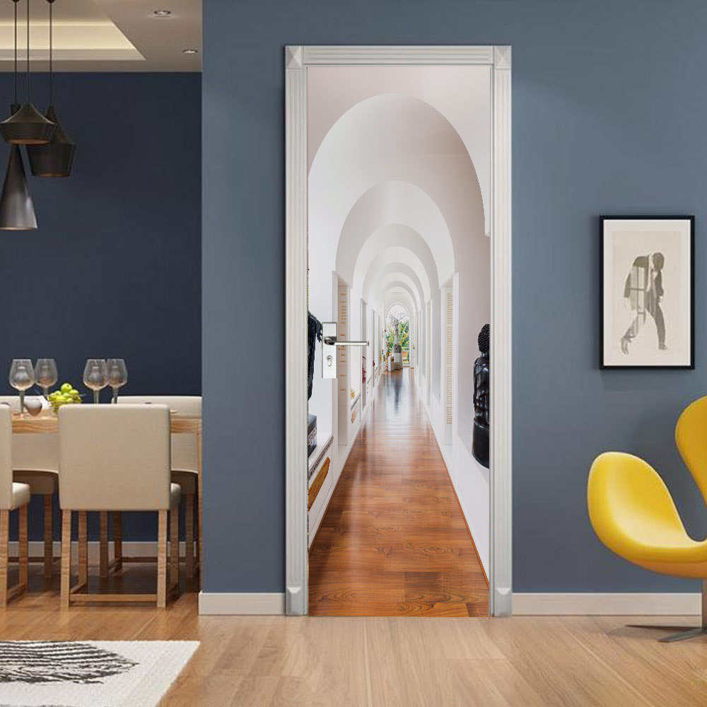 装饰粘自巨  创现代贴建筑门卧室贴走廊 客厅贴纸3dpvc墙货源