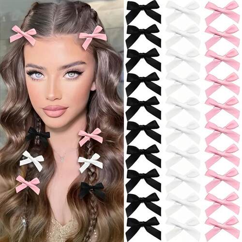 5-24Pcs Y2k Girls Bows Mini Hair Clips Metal Hairpin Headwea
