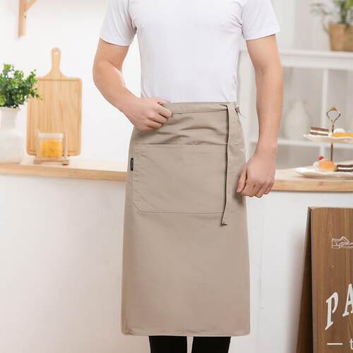 半身围裙酒店餐厅工作服家用厨房纯色围裙制服围腰