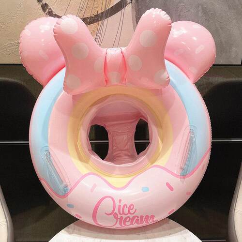 ins网红婴幼儿游泳圈粉甜甜圈坐艇女童宝宝座圈加厚卡通蝴蝶结