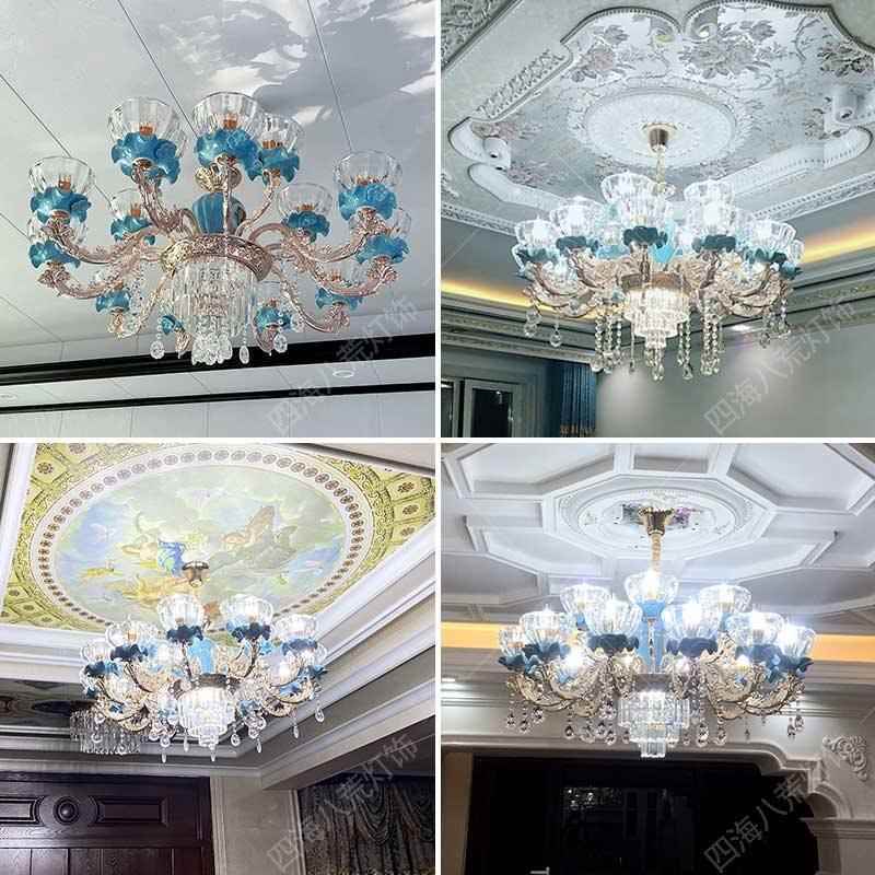 客厅灯202PIK5新欧式餐厅厅吊卧室家用大主灯大气陶瓷水晶灯具款